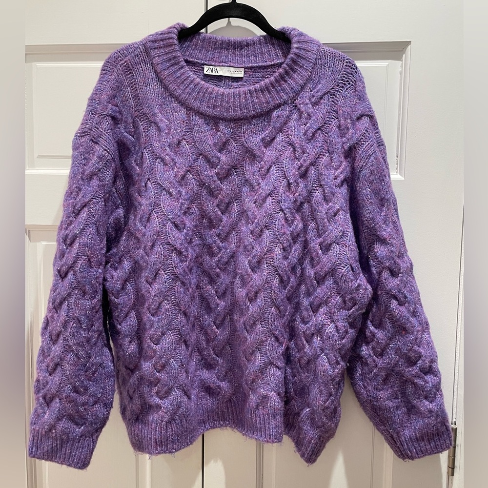 Zara Purple Cable Knit Sweater (Medium)